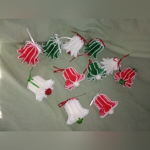 Vintage Christmas Tree Ornaments Handmade Bells Set Of 11